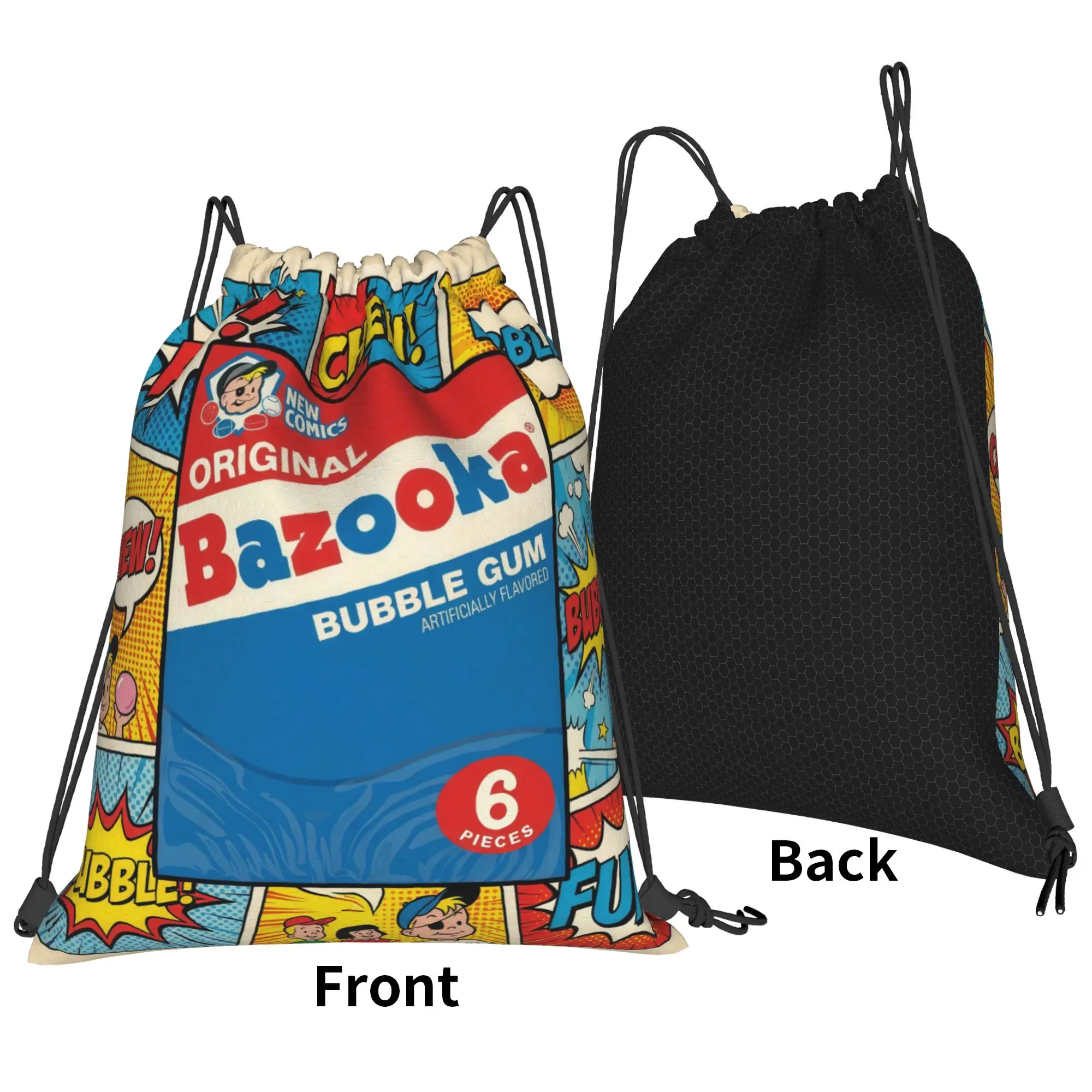 bBazooka Ring Pop Original Bubble Gum Comic Portable Travel Riding Gym Drawstring Storage Sporty Backpacks