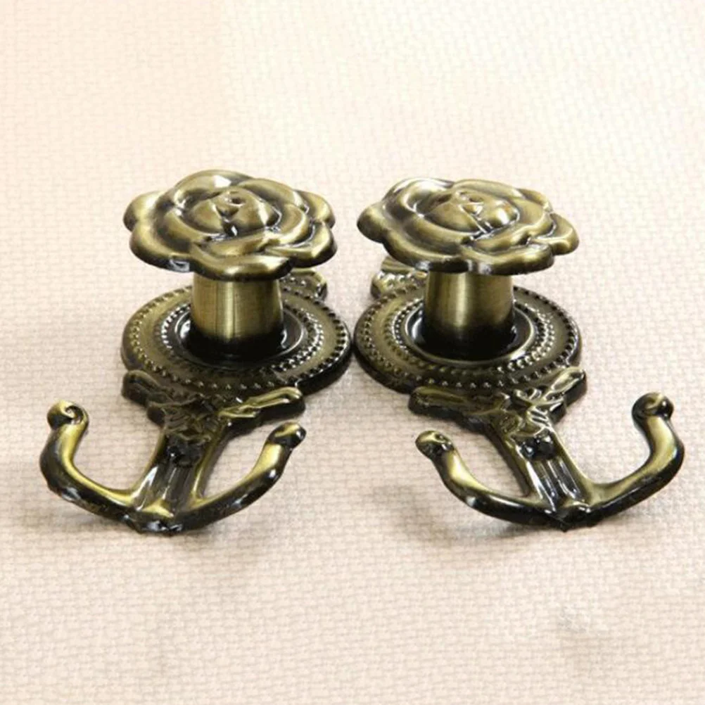 

4pcs Curtain Hooks Rose Shaped Metal Curtain Holder For Towels Bags Belts Keys Wall Decoration Nordic Retro Home Accessories
