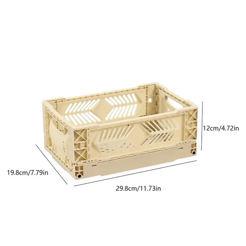 5L Folding Plastic Storage Box Storage Crate Stackable Desktop Cosmetic Basket Heavy Duty Utility Crate with Handles for toys