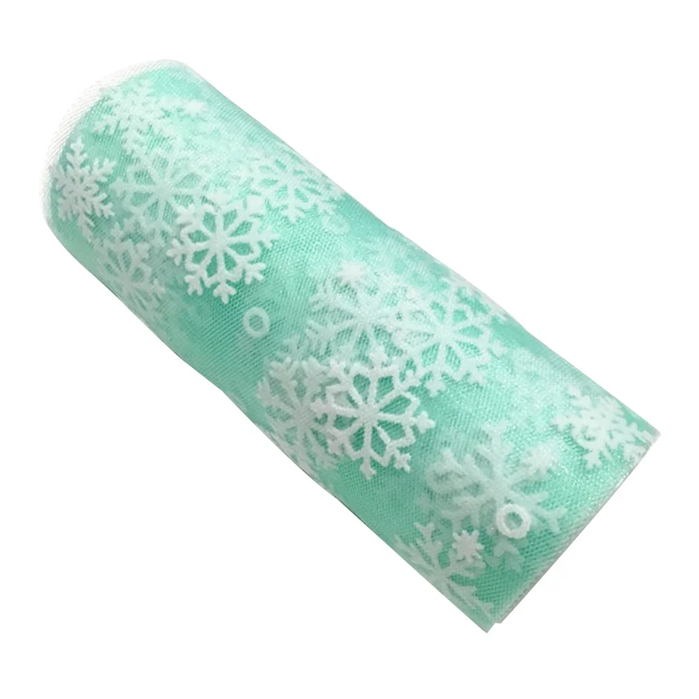 

10 Yards 15Cm Snowflake Tulle Roll Glitter Organza Gauze For Christmas Wedding Party Decoration Diy Craft Green
