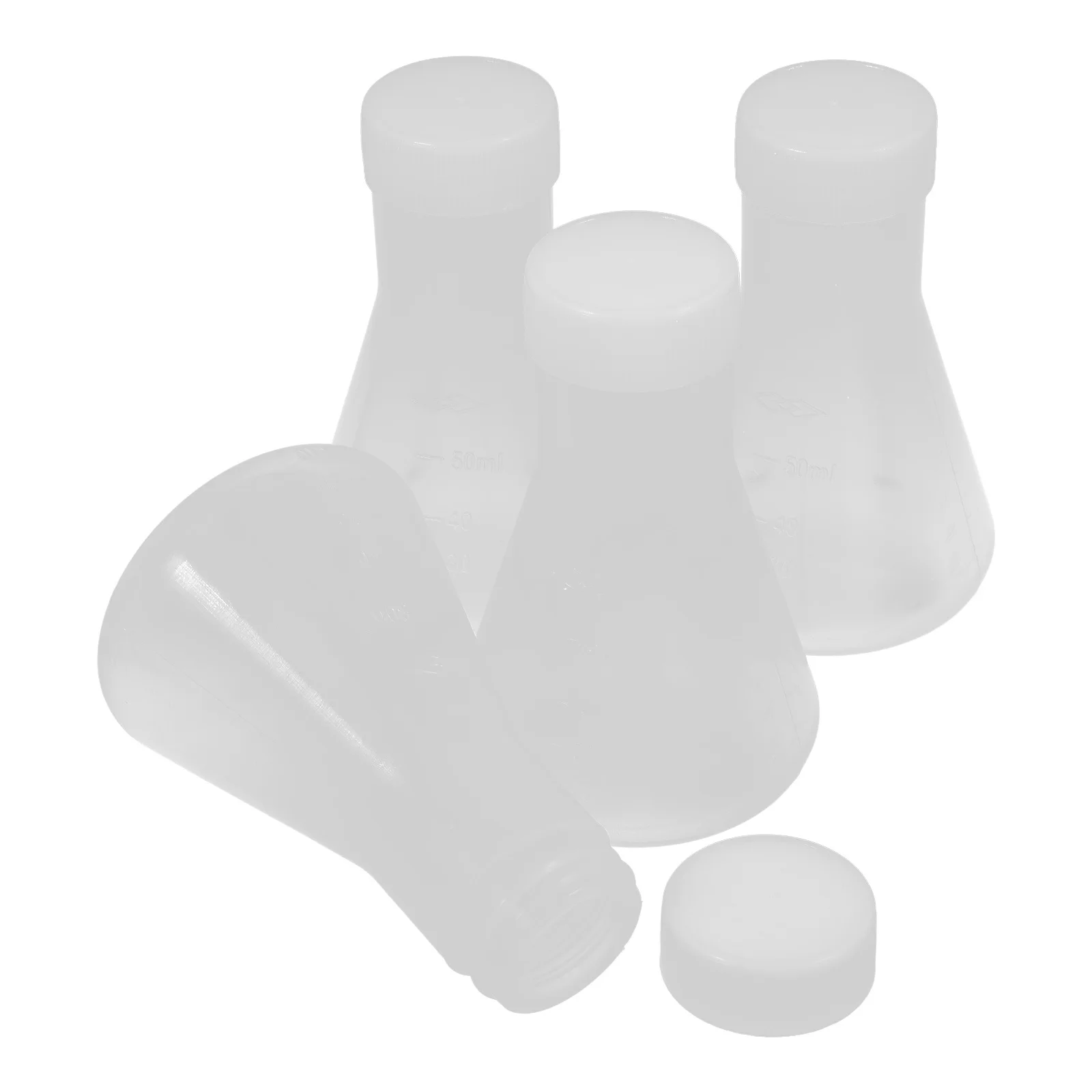 

4Pcs Plastic Erlenmeyer Flask Wide Mouth 50ml Conical Shape Leakproof Lid Chemistry Lab Storage Container Conical Flask Plastic