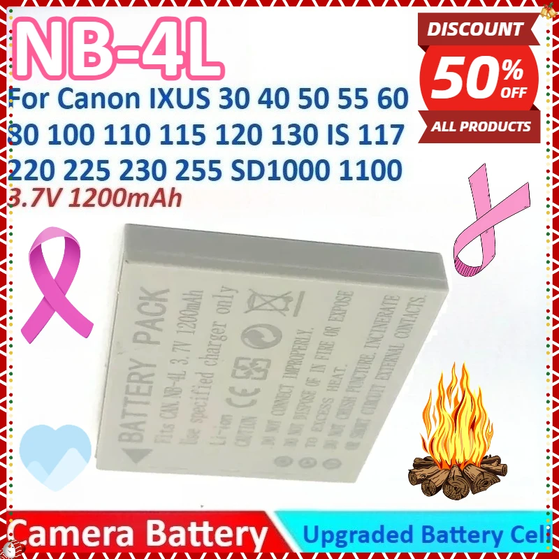 Аккумулятор для камеры NB-4L, 1200 мАч, 3,7 В + зарядное устройство для Canon IXUS 30 40 50 55 60 65 80 100 110 115 120 130 IS 117 220 230 SD1000 1100