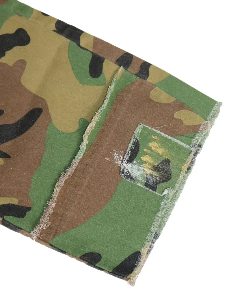 Pantalones de correr de pierna ancha con estampado de camuflaje Vintage para mujer, ropa de calle 2025, pantalones de chándal rectos de Hip Hop activos de carga