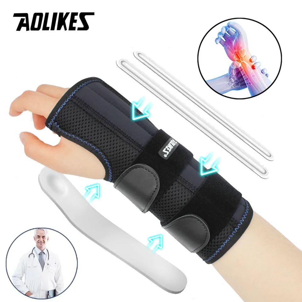 AOLIKES 1PCS Wrist Brace for Carpal Tunnel Arthritis, Wrist Support with Splints Compression Hand Support for Tendonitis Sprain