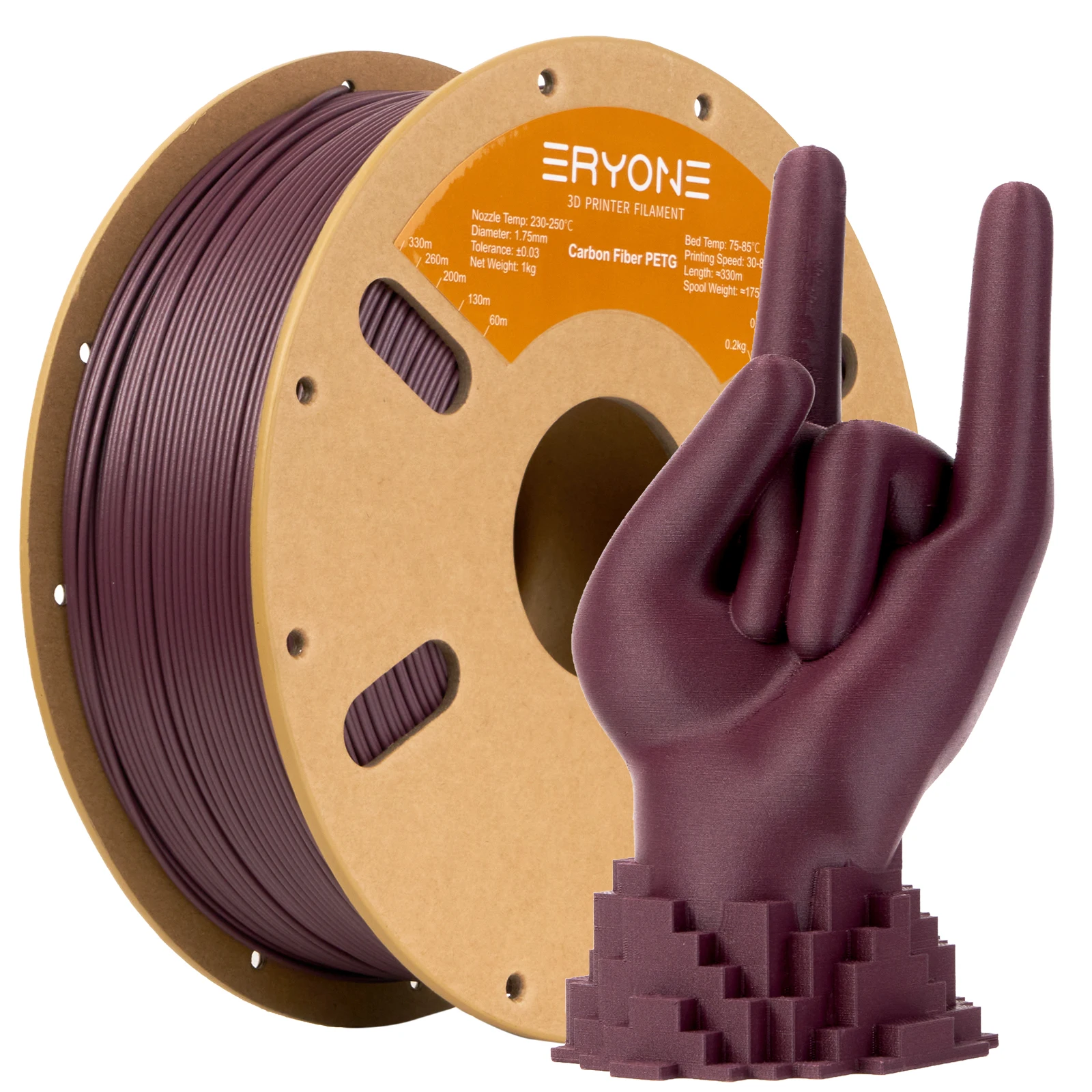 ERYONE PETG Kohlefaser 1 kg Filament 1,75 mm ± 0,03 mm Toleranz für FDM 3D-Drucker Hohe Zähigkeit Neuankömmling Schneller Versand