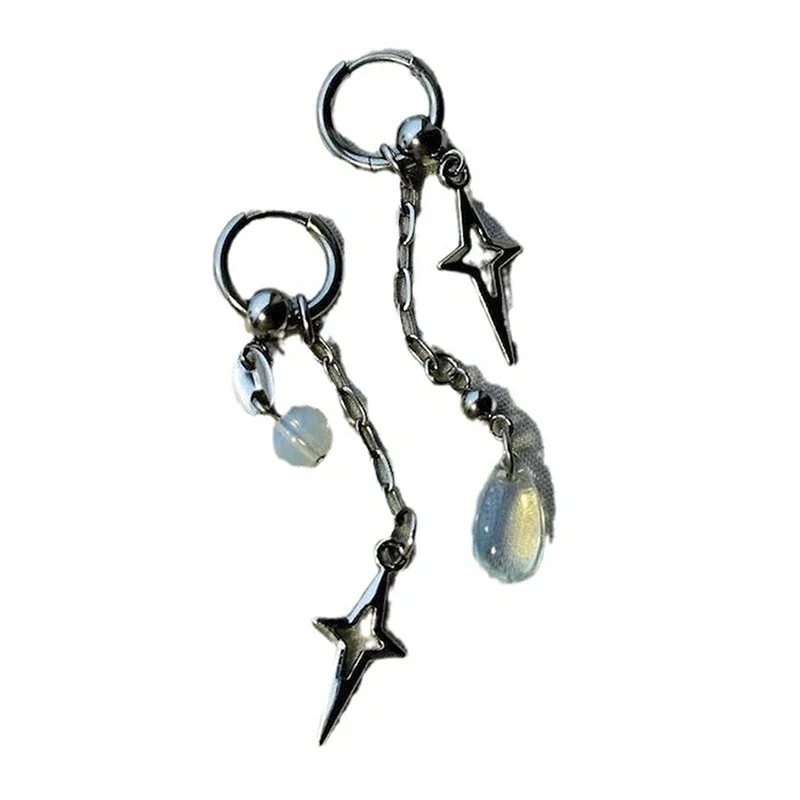 Y2k القوطية هوتي الفولاذ المقاوم للصدأ المسامير هوب أقراط النساء الهيب هوب الشرير الأسنان القلب القوس ستار استرخى أقراط مجوهرات الحفلات #5