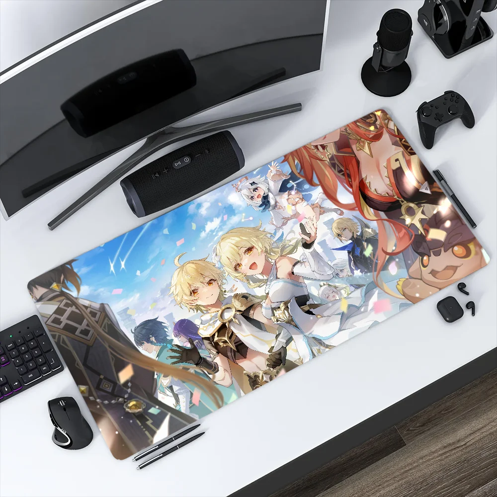 Game Genshin Impact Aether Lumine Mouse Pad Non-slip Thickened Large Writing Lockedge Office Student Gaming Cushion MousePad
