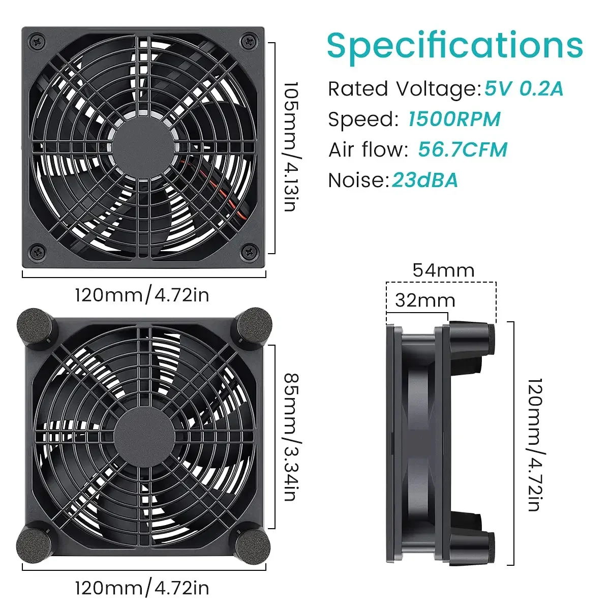 Home Router Cooling Fan Bracket Ultra Quiet 12cm USB Fan Cooling Switch Base Support Bracket Light Cat image 4