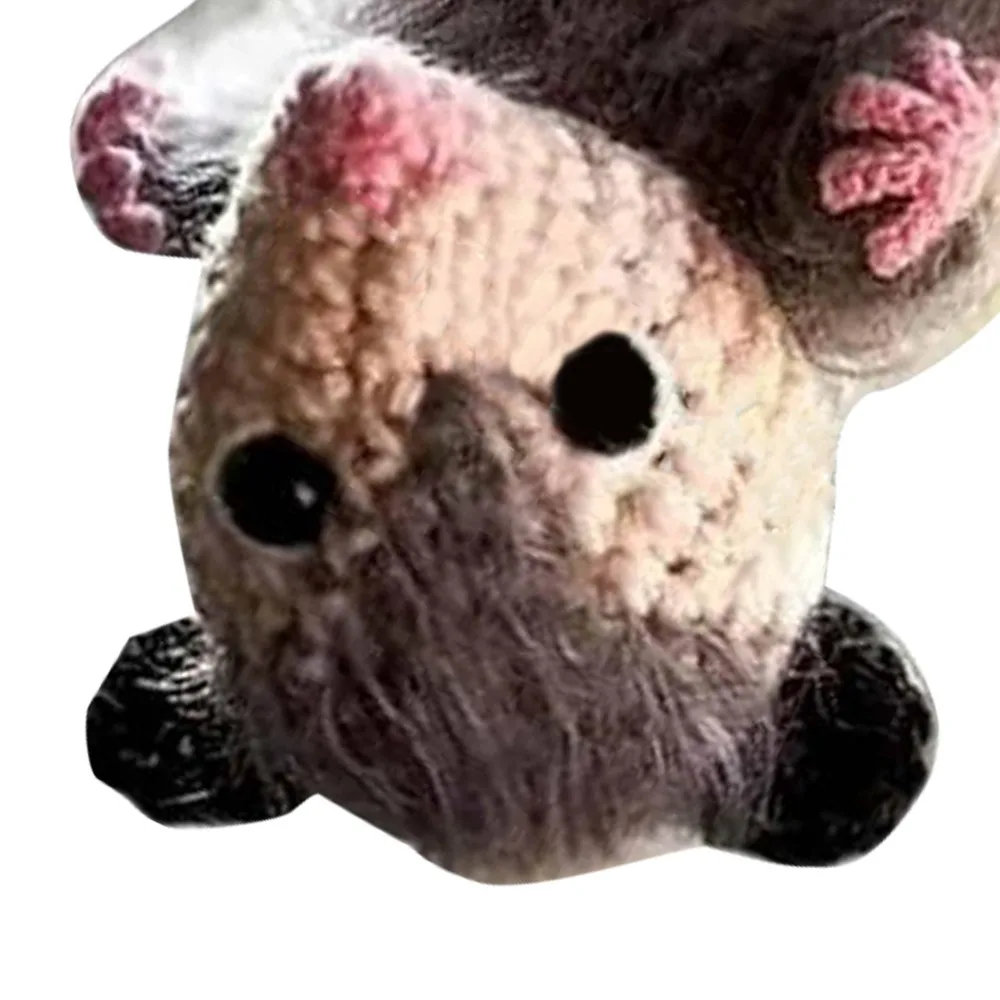 Handmade Knitted Car Hanging Ornament Pendant Car Charm Car Mirror Decor Crochet Screaming Possum Ornament For Car Interior