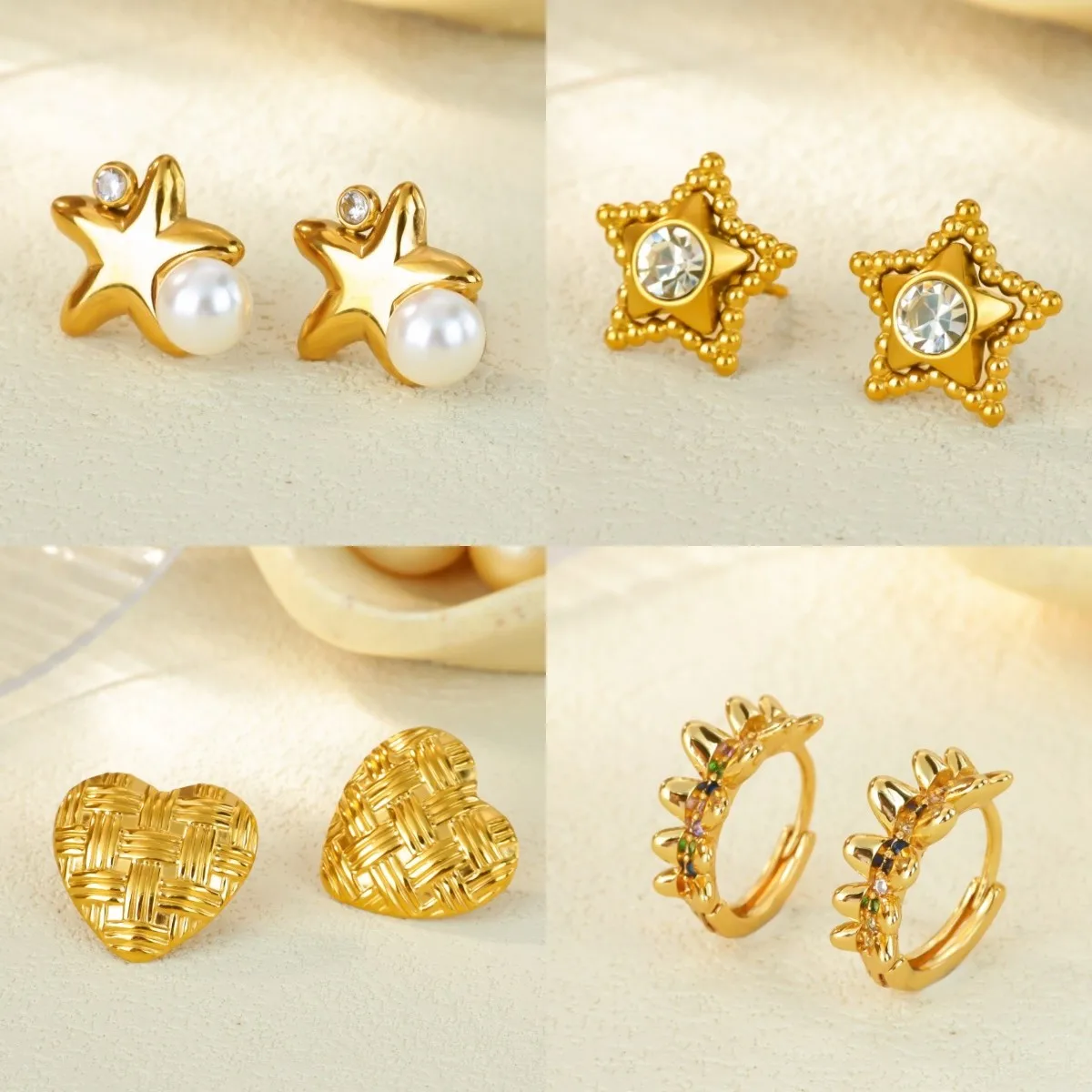 

Delicate small Star Zircon Earrings Gold Color Stainless steel Daily Party Wear Earring Classic Light luxury Jewelry Accessories