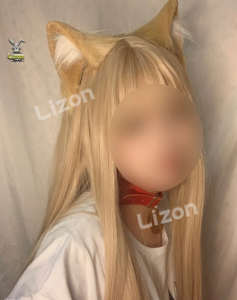 Kinako Cosplay Choker T-shirt 40hara Kinako Cat Ears and Tail Set Cat Ears Animal Cat Tail Cosplay Prop