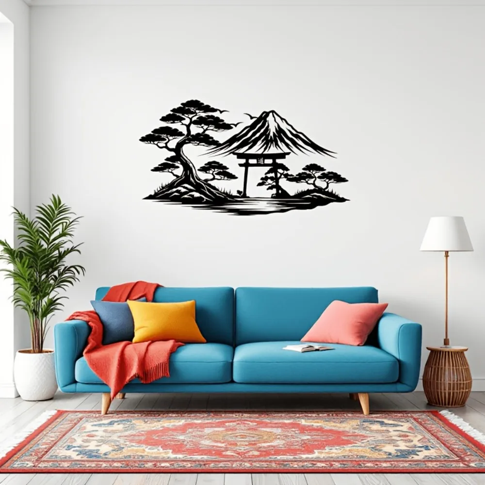 CIFBUY Acrylic Wall Art Mount Fuji Torii Gate Sign Rustproof Waterproof Hanging Ornament For Outdoor Garden Yard Home Decor view 3