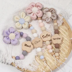 Custom Name Wooden Personalized Baby Pacifier Chain Silicone Bead Dummy Nipple Holder Guard Teether Pendant  Newborn Gift Stuff