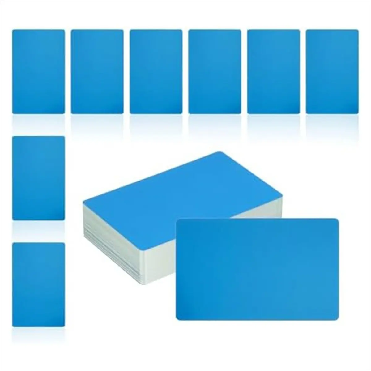 BHBL 150Pcs Metal Business Card Blanks,1/64In Thick 3.4 X 2In Aluminum Laser Engraving Material for DIY Business Cards Blue