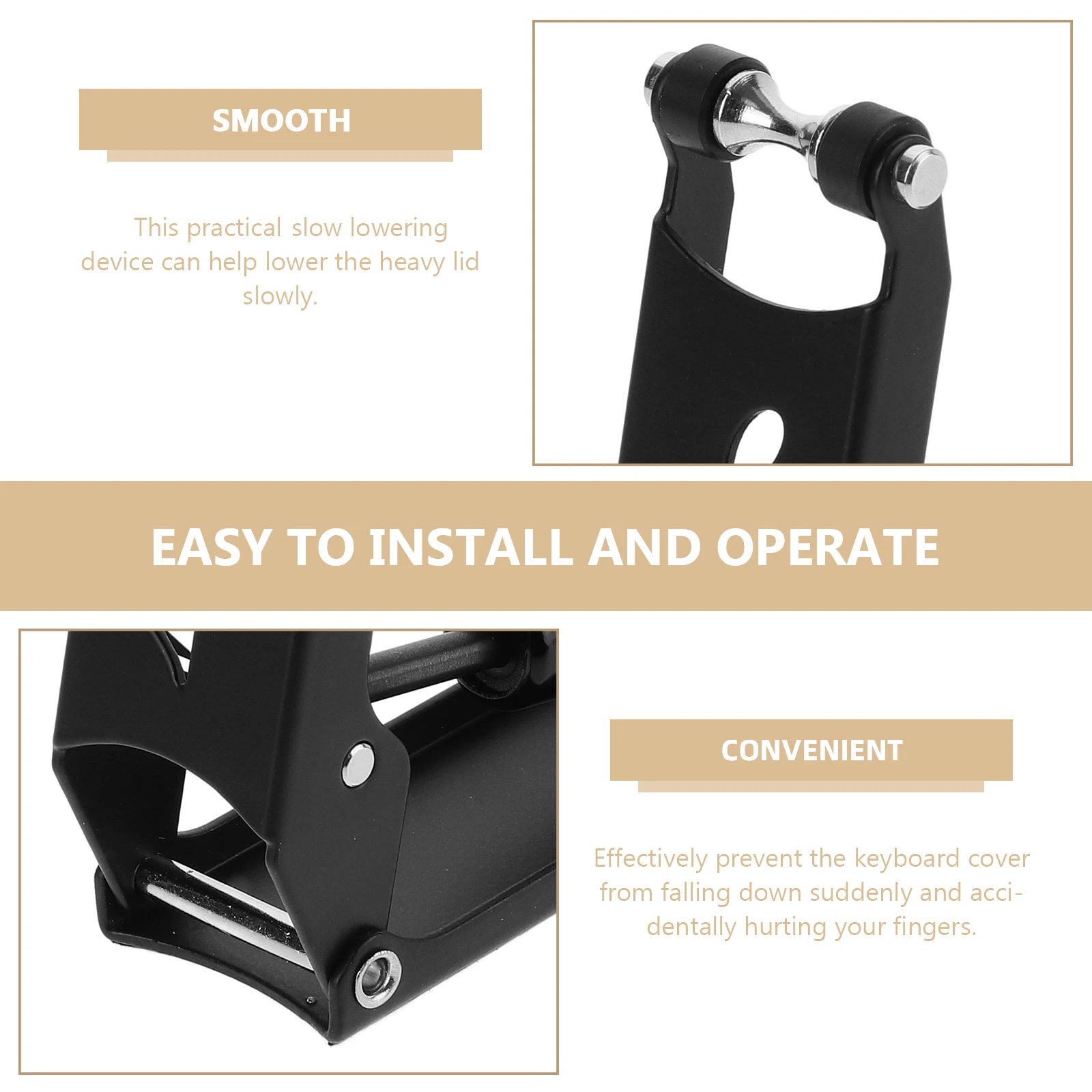 

Buffer Piano Slow Fall Devices Anti Pinch Black Note Durable Quiet Easy Install Protect Fingers Keyboard Cover Decelerator