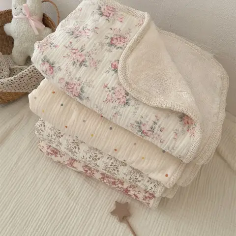 신생아 양털 면화 모슬린 Swaddle 침구 벨벳 유모차 커버에 대한 겨울 아기 ​​담요 새로 태어난 어린이 담요 어머니 키즈