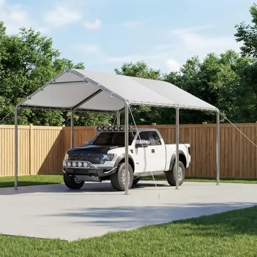 10x15 ft Carport Heavy Duty Car Canopy for Cars, Boats, Trucks, Outdoor Carport Shelter Portable Garage with Reinforced