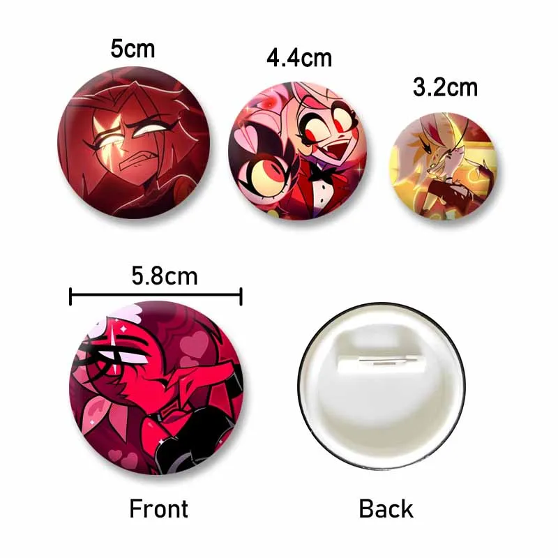 Classic Anime Figure Loona Verosika Fizzarolli Pins Funny Round Brooch Cartoon H-Helluva Boss Badge Backpack Clothes Accessories
