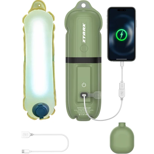 Imagen 1 del producto Lámpara LED 2 en 1, luz de emergencia recargable para exteriores, 2000mAh, IP66, impermeable, inflable, plegable, luz de relleno magnética, carga USB