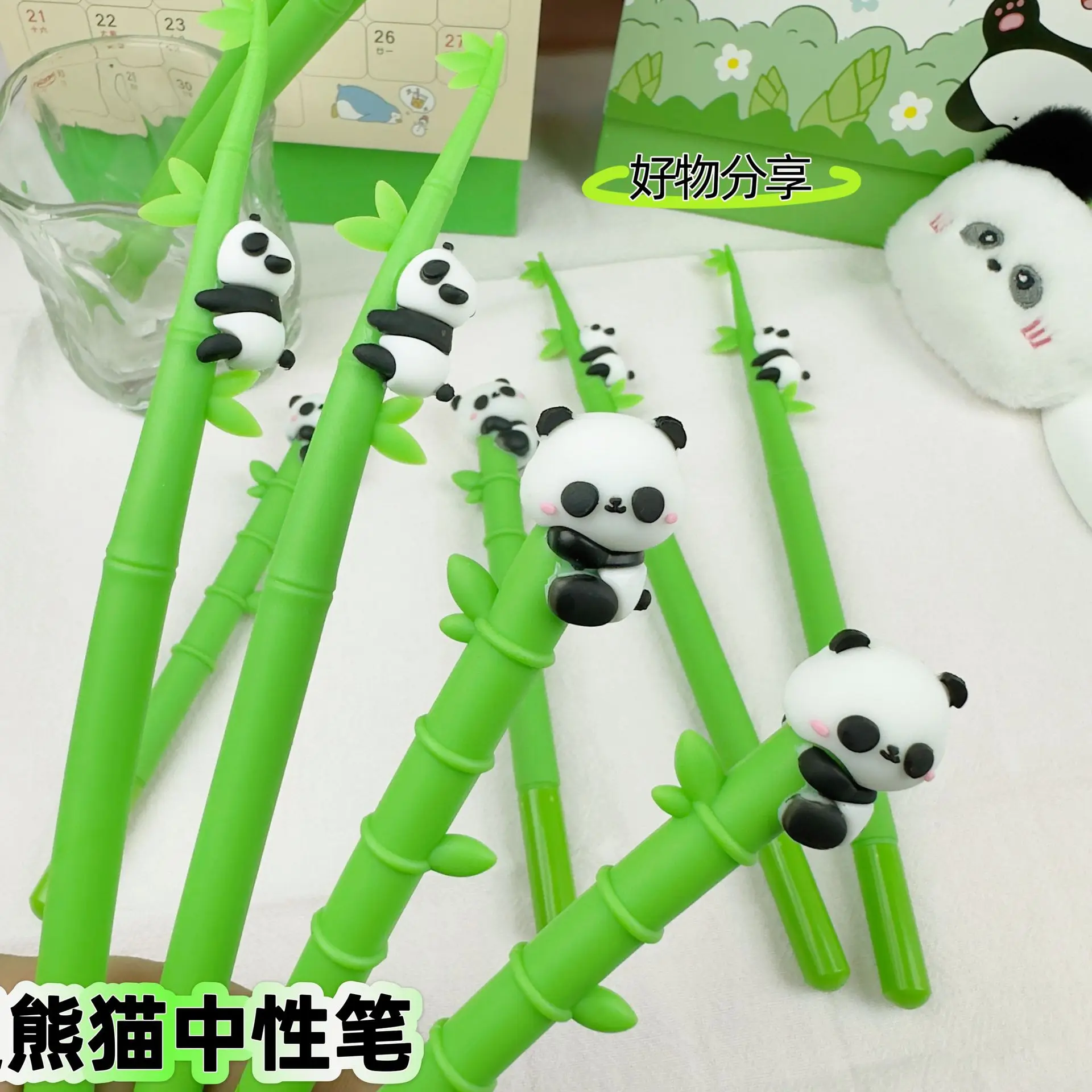 

48 шт., милая мягкая резиновая качающаяся ручка с рисунком бамбуковой панды, высокий внешний вид