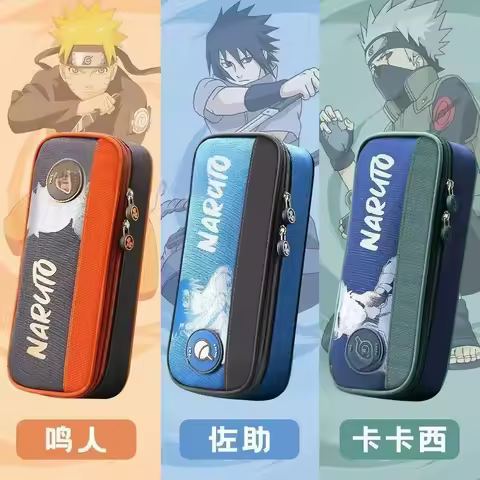 Cartoon Anime Naruto Pencil Case Uzumaki Naruto Kakashi Sasuke Uchiha Large Capacity Pencil Box Birthday Gift