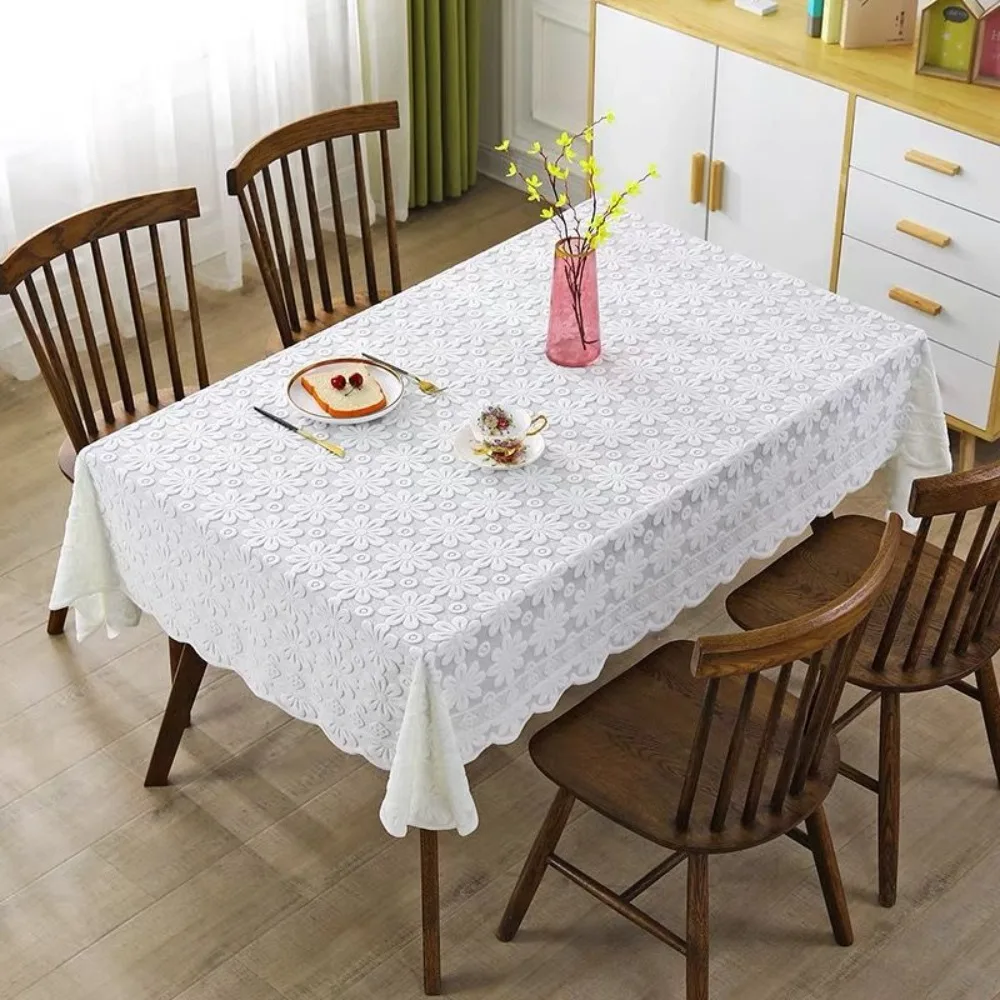 

French Pastoral Style Floral Lace Tablecloth Hollow Three-dimensional Relief Tea Table Tablecloth Rectangular Thickened