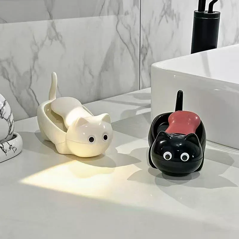

Cartoon Cute Cat Bathroom Soap Box Creative Cat Soap Box Drainage Toilet Rack Cute Soap Fat Rack Bathroom Decoration