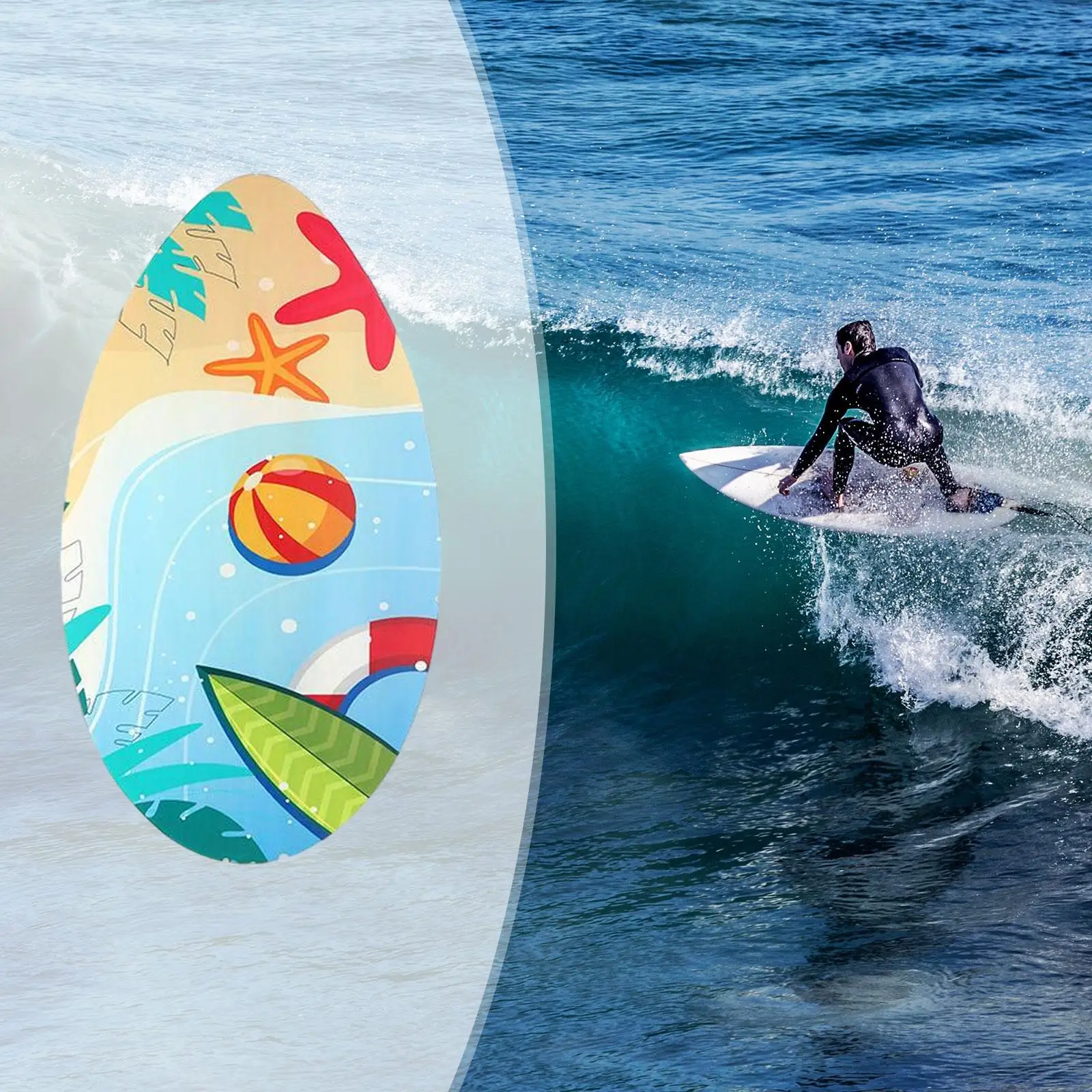 

Skimboard Small Surfboard Beach Toy 35 inch Stand up Wooden Skim Board Sand Sliding for Gift Child Men Women Universal Adults
