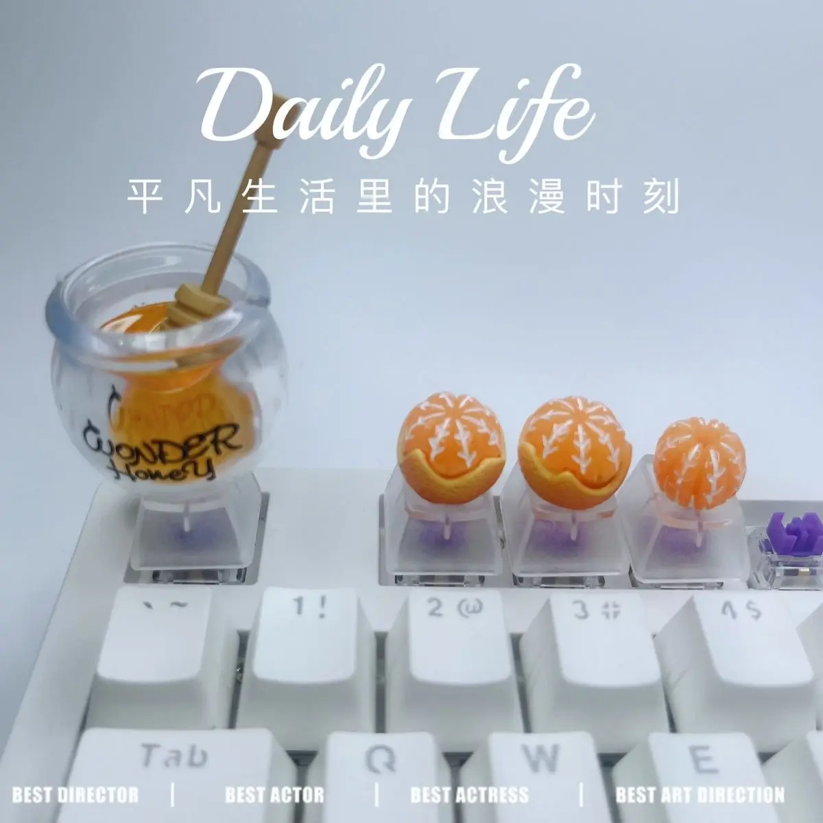 Personalized Keycaps Mechanical Keyboard Translucent Three-dimensional Bear Honey Jar Esc Cross Shaft Translucent Keycaps