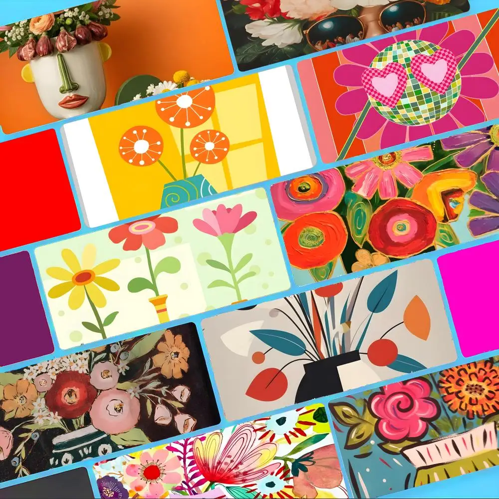 

Unique Art B-Boho Girl Power Vase Flower Mouse Pad Non-Slip Large Desk Mat Thick Stitched Edge Gaming Mousepad