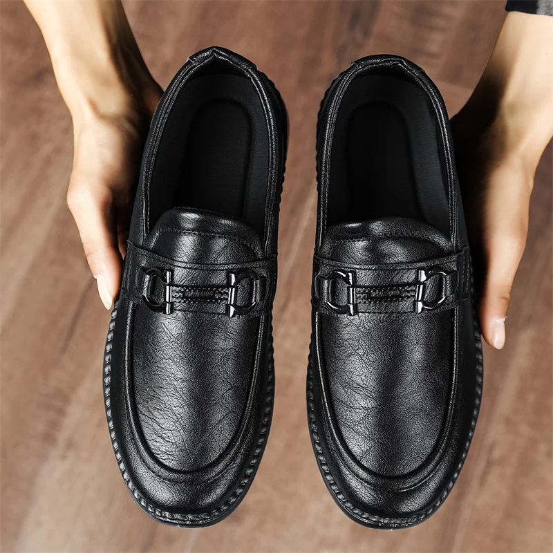 

Мужские деловые кожаные туфли, мягкая подошва, дышащие универсальные, повседневная обувь для отдыха, черные, весна-осень