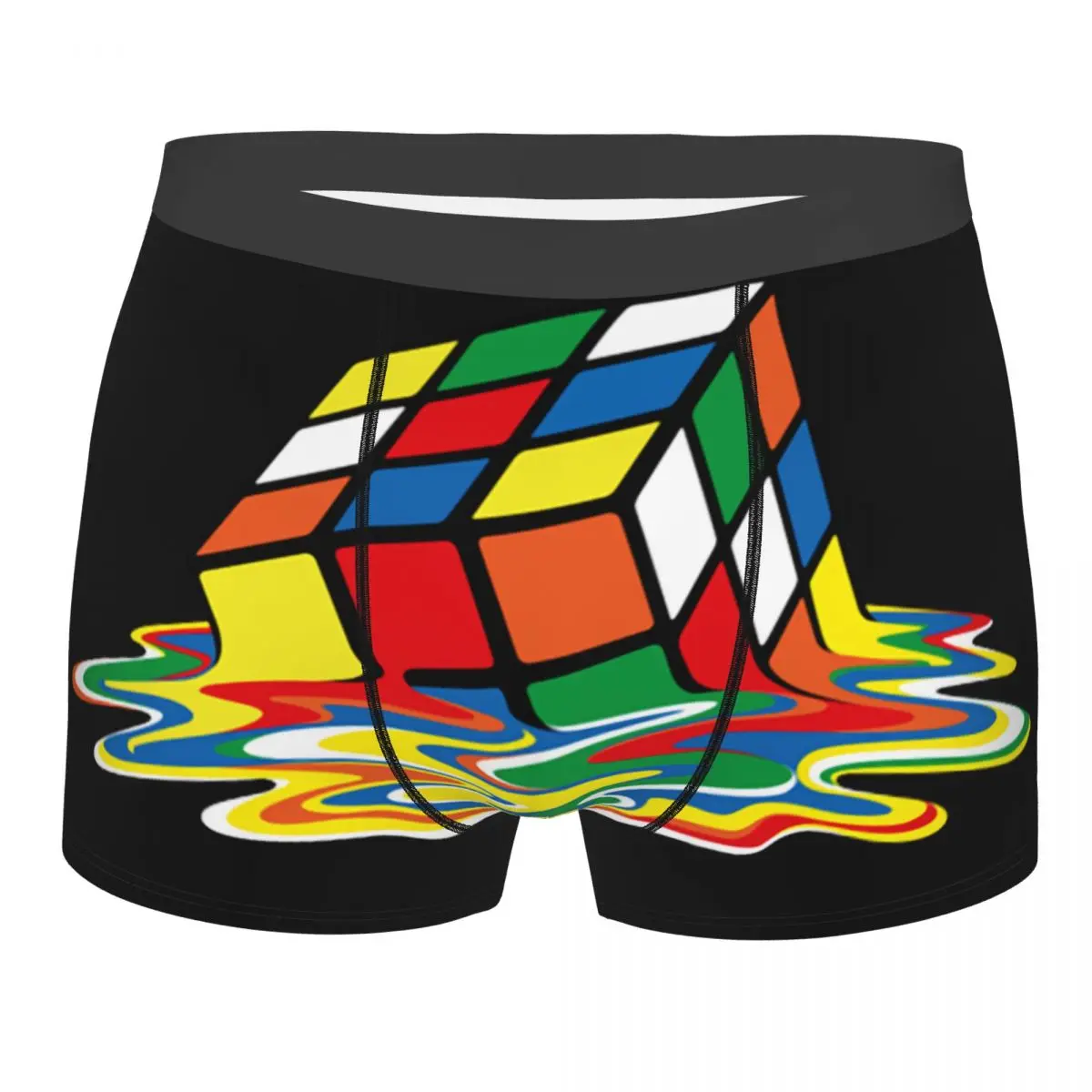 Melted Rubix Cube Rubiks Boxer Shorts For Men 3D Print Geometric Math Magic Underwear Panties Briefs Stretch Underpants