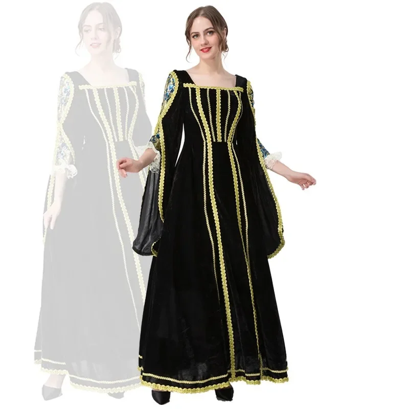 Cosplay Princess Drama Performance Dress New Halloween European Retro Medieval Court Dress