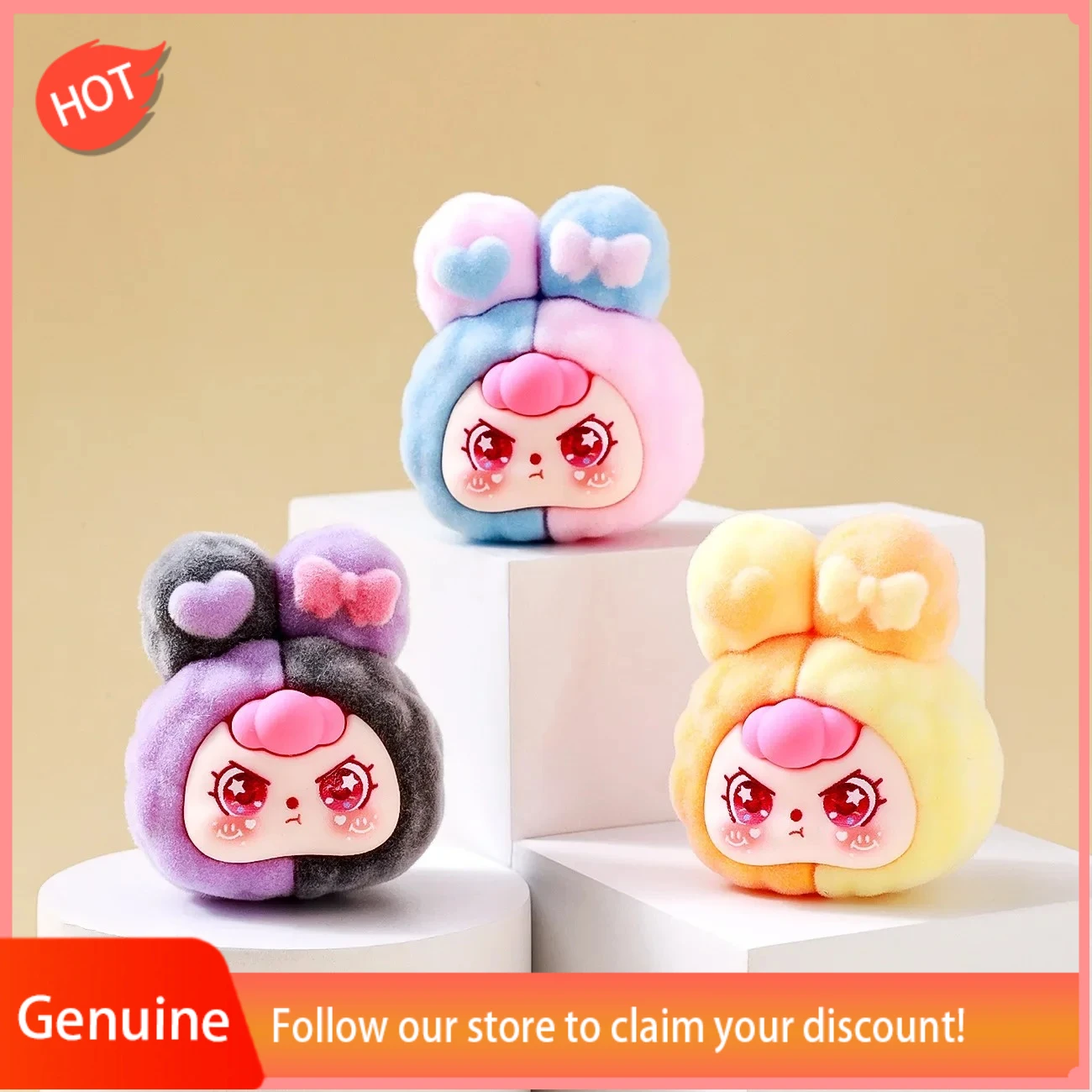 

Genuine Baby Three Flocking Mini Doll Series Nendoroid Blind Box Plush Toys Backpack Pendant Keychain Cute Doll Collectible Gift