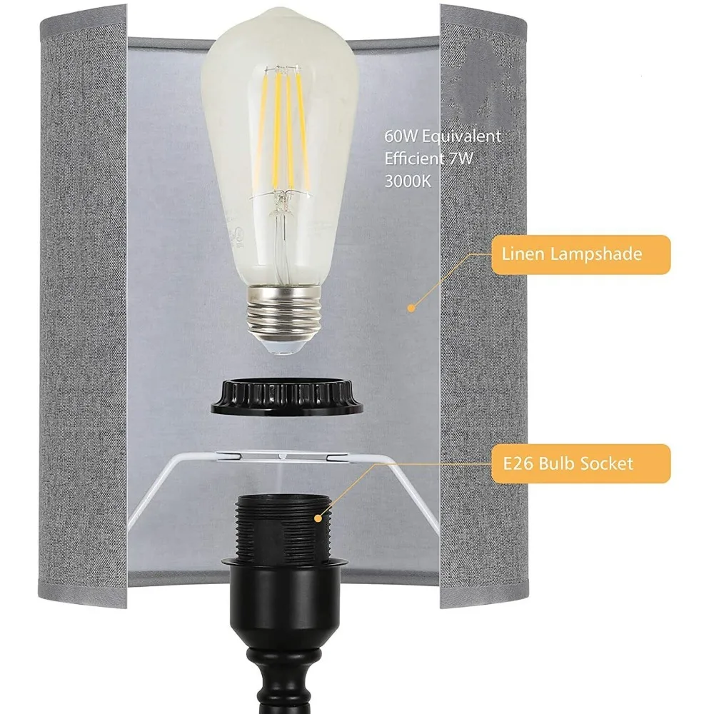 2 حزمة من مصباح السرير الذي يعمل باللمس لغرفة النوم، 2 منافذ USB + 2 منافذ تيار متردد