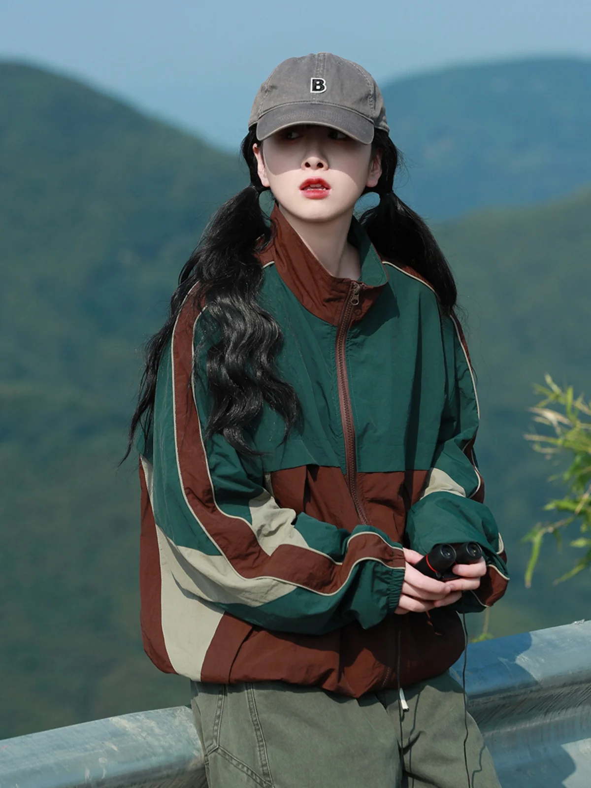 

Водостойкая уличная повседневная куртка для женщин Street-Sle Splice Color Blo Faion, брендовое студенческое пальто для отдыха, осеннее