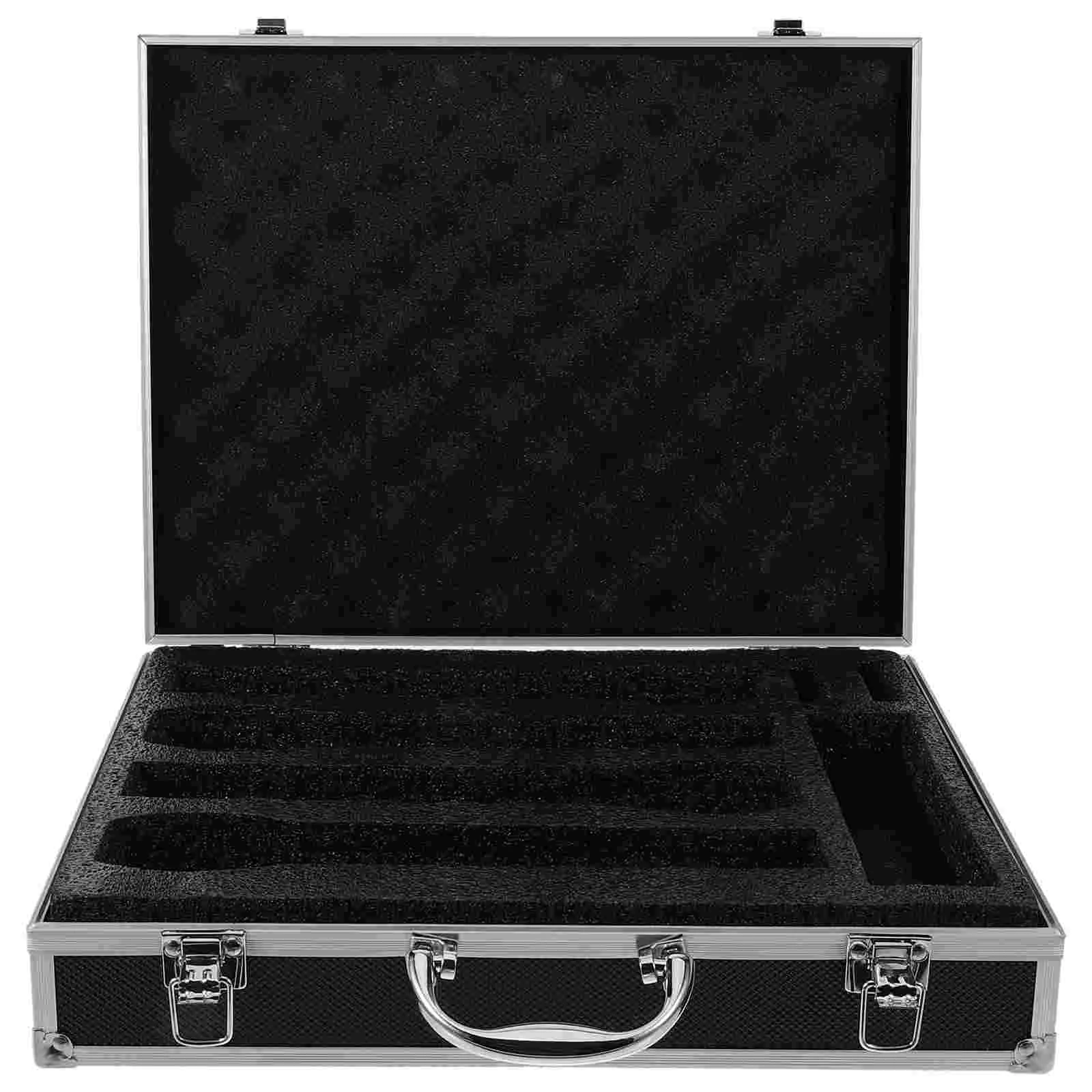 

Mic Storage Case with Handle Accessories Portable Microphone Organizer Sponge Holder