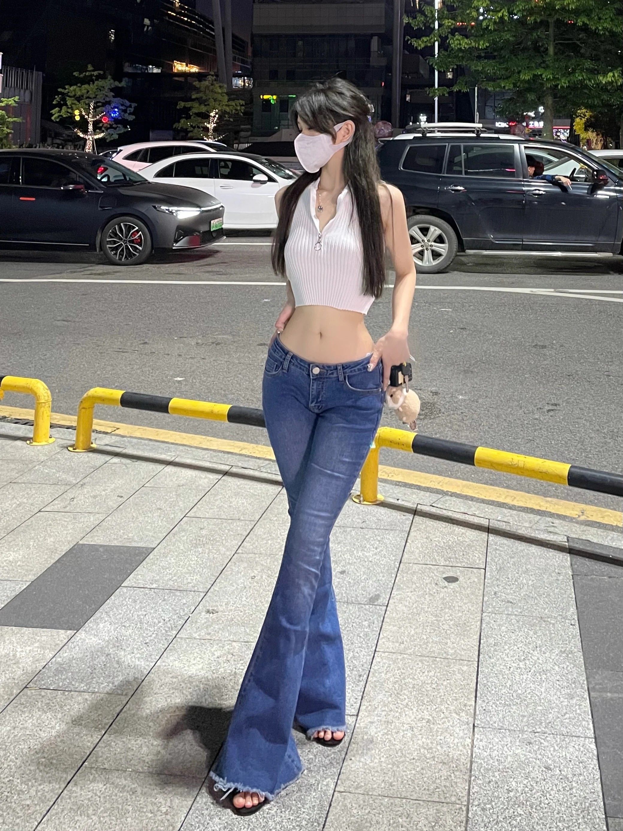 

Low Waist Bell Bottom Denim Jeans Women's Stylish Versatile Sexy Chic Cotton Stretch Retro Style Deep Color Dream Love Pants