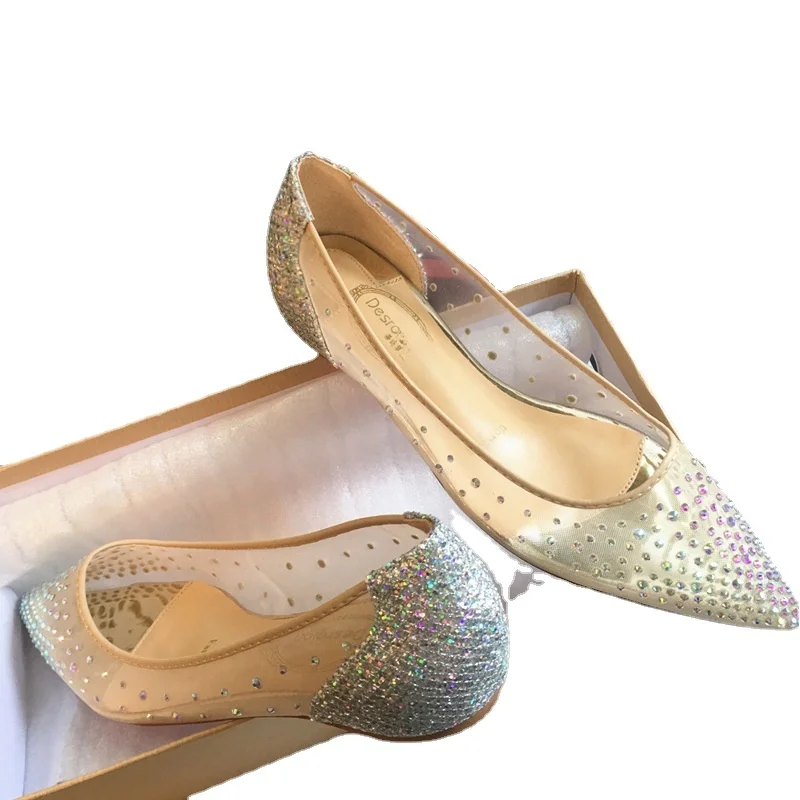 

Summer Me Patchwork Crystal Flat Women Drilled Bling Rhinestone Slip-On oes Comfortable Breathable Traditional Chinese Em...