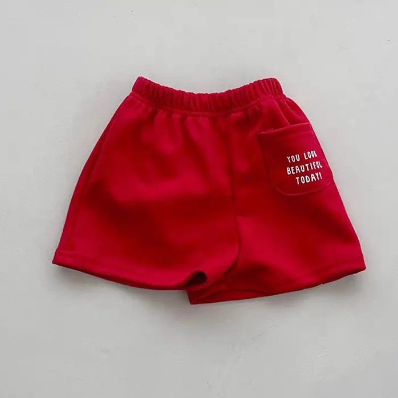 Sommer-Shorts für Mädchen mit dünnem Buchstaben-Print und Taschen, lockere Shorts mit elastischem Bund für Kleinkinder und Babys – Detail 12