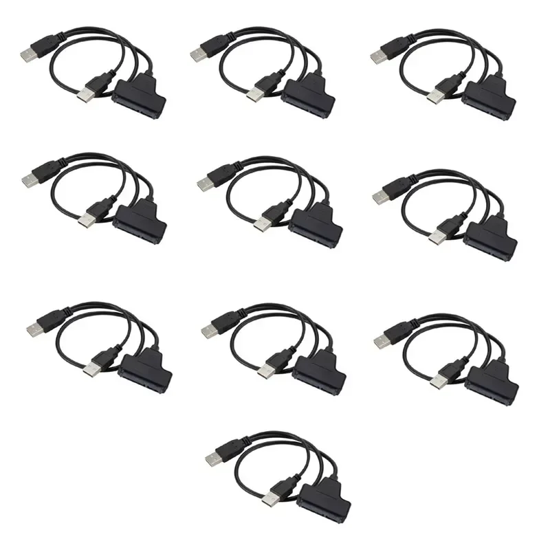 

Lot 10PCS Dual USB 2.0 SATA 7+15Pin 22pin Adapter Converter Cable for 2.5inch HDD SSD Hard Disk Drive PC Laptop Cable Connector