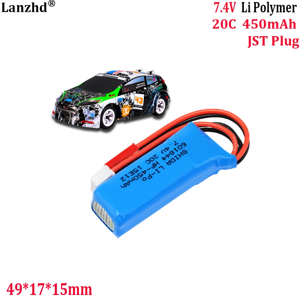 2S 7.4V 450mAh 20C lithium battery For RC remote control car Mosquito Car K989 K969 K979 1/28 Remote Control Car