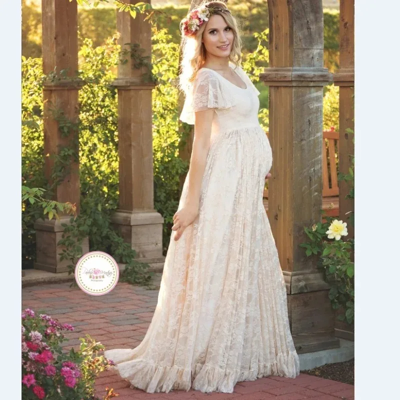 

Women White Skirt Maternity Photography Props Lace Pregnancy Clothes Maternity Dresses For pregnant Photo Shoot Clothing