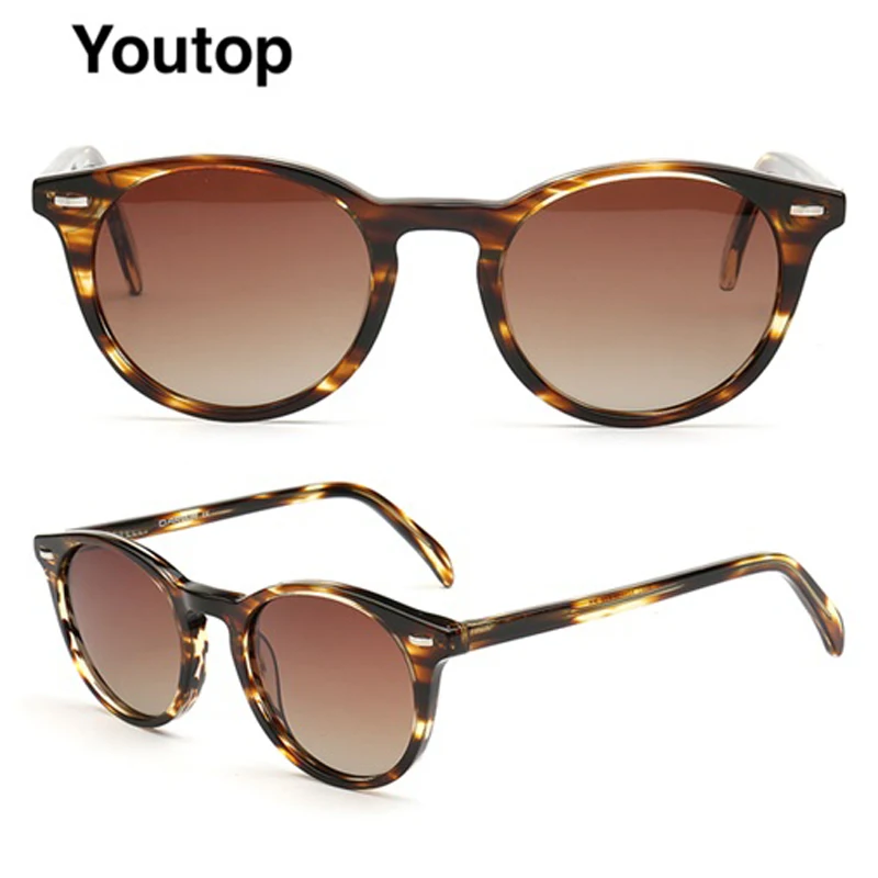 

Stylish Round Sunglasses Mens Polarized Acetate Sun Glasses Womens UV400 Driving Frames Brown Black Fashionable Trips Fishing