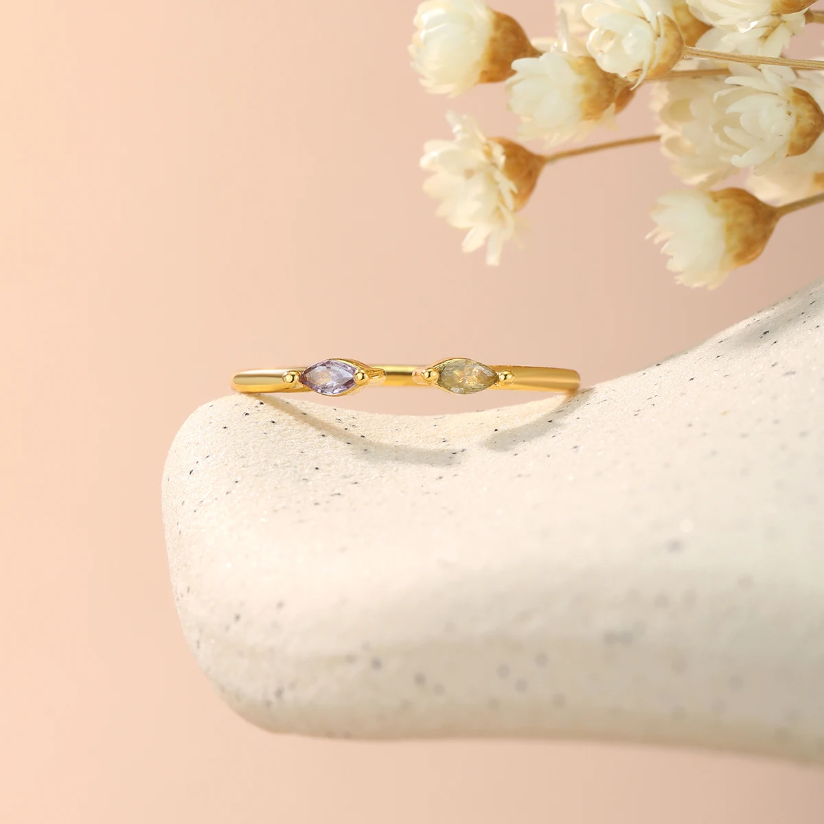 خاتم نسائي من حجر الزركون اللامع من كينيتيال قابل للتعديل للنساء لون ذهبي خاتم مجوهرات كريستالي أنيق للنساء #5