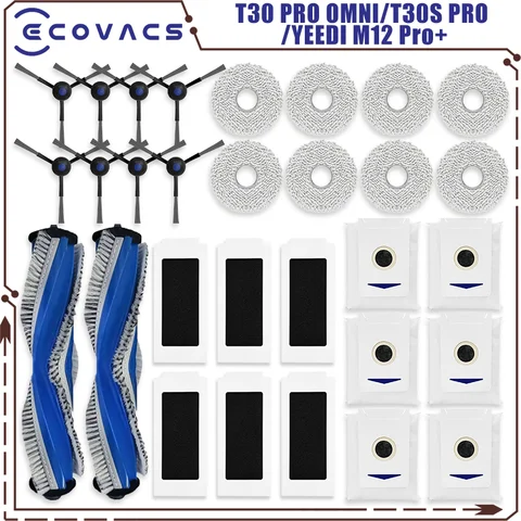 ECOVACS T30 PRO OMNI/T30S PRO/YEEDI M12 Pro+ 로봇 진공 교체 부품 먼지 봉투 메인 사이드 브러시 필터 걸레 액세서리