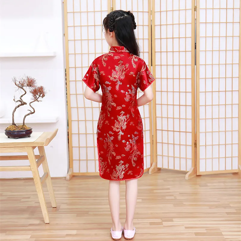 Qipao-vestido tradicional chino Cheongsam para niña, vestido elegante para fiesta, Hanfu, 2023