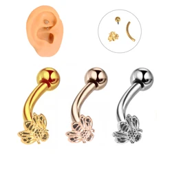 1Pcs Eyebrow Rings Eyebrow Piercing Jewelry Curved Barbell Surgical 100% Surgical Steel Belly Ring Lip Rings Daith Rook Earrings