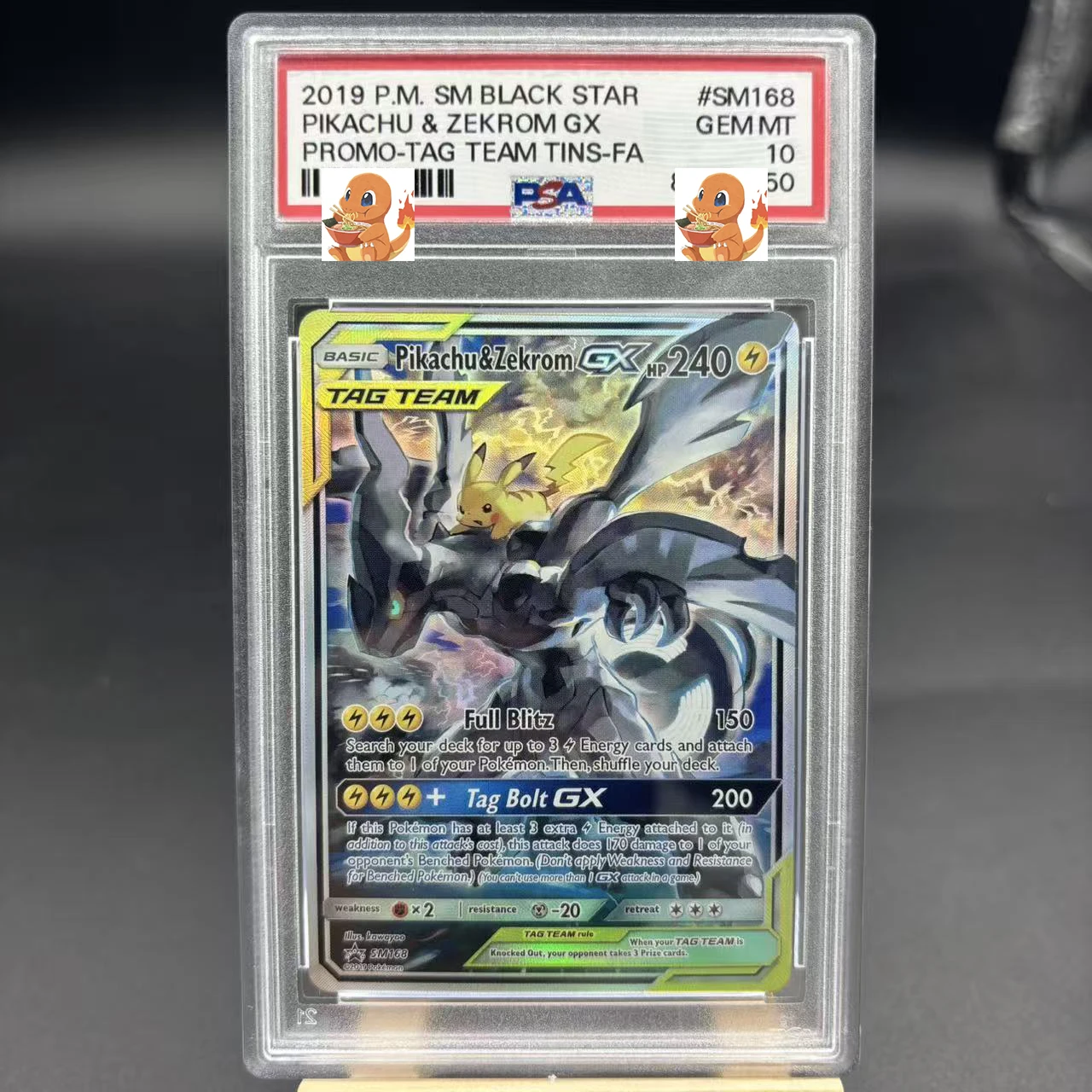 Diy 1pcs/set Pokemon PTCG Psa Pikachu & Zekrom GX Self Control Collect Signature Trading Flash Card Anime Cartoon Gift