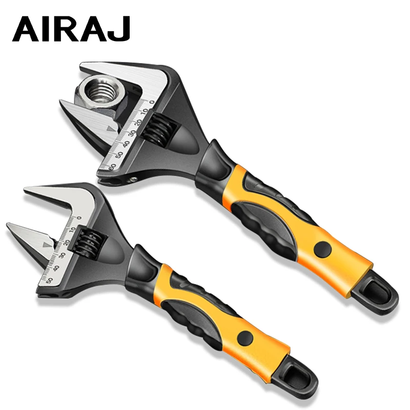 AIRAJ Adjustable Wrench Stainless Steel Universal Spanner Bathroom Wrench Household Large Open High Quality Plumbing Repair Tool